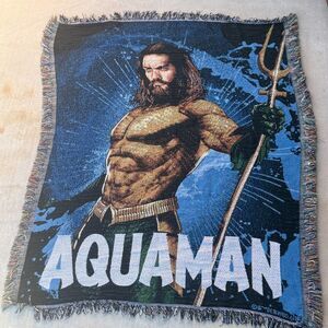 DC Comics Aquaman Woven Tapestry Throw Blanket 55x47" Jason Momoa Arthur Curry